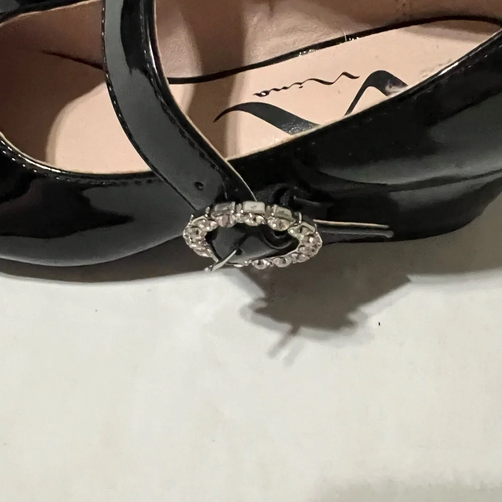 Nina Black Patent Mary Jane Heels Rhinestone Buckle kids Size 13M‎ Easter church